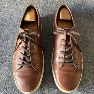 ECCO Leather Soft 7 City Sneakers Men's Sz 47 US 13 Brown Lace Up Extra Width